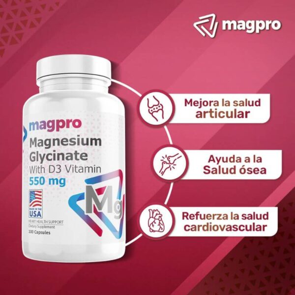 Glicinato de magnesio 550mg, 100 cápsulas - Image 4