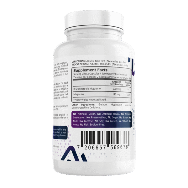 Bisglicinato de Magnesio 500mg, 60 cápsulas - Image 3