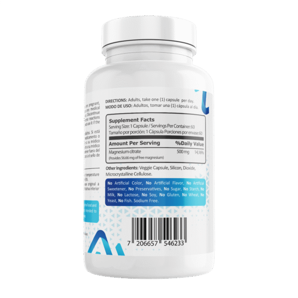 Citrato de Magnesio 500mg, 60 Capsulas - Image 3
