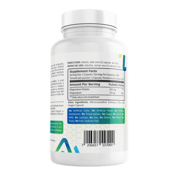 Malato de magnesio 500mg,  100 Cápsulas - Image 3