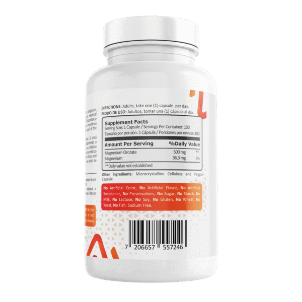 Orotato de Magnesio 500mg,  100 cápsulas - Image 3