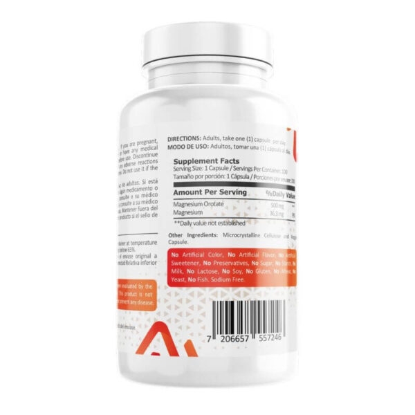 Orotato de Magnesio 500mg,  100 cápsulas - Image 3
