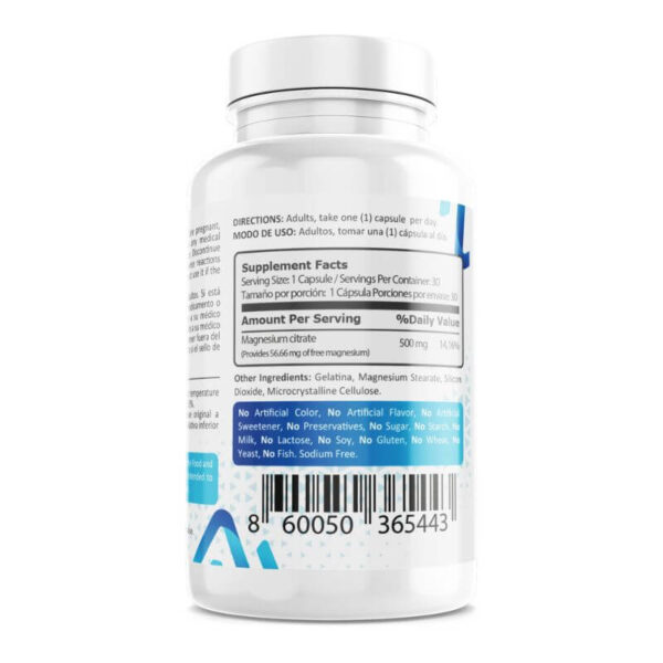Citrato de Magnesio 500mg, 60 Capsulas - Image 2